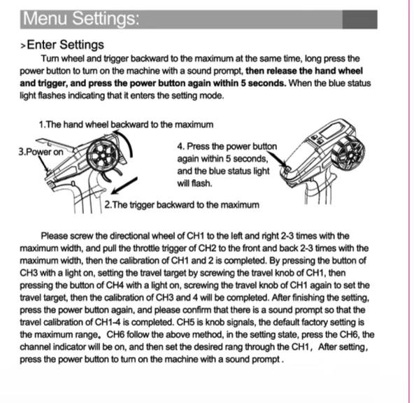 DumboRC radio settings mode reference