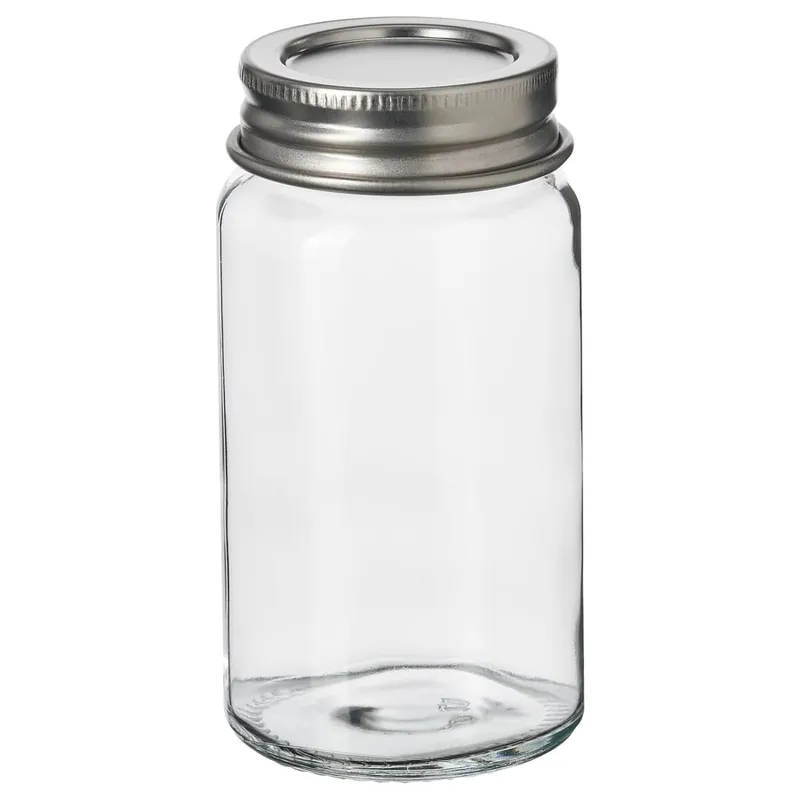 IKEA GULDFISK small clear glass and stainless steel spice jars