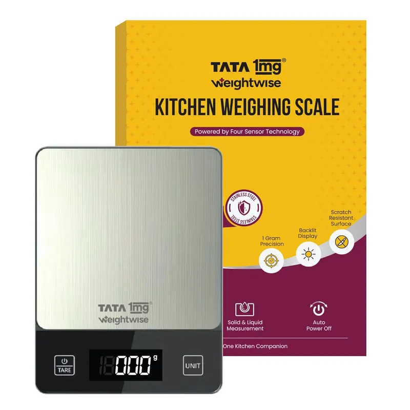 Tata 1mg Weightwise kitchen weighing scale with stainless steel platform