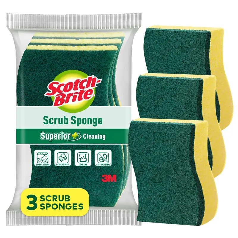 Scotch-Brite scrub sponge pack of three for everyday kitchen cleaning